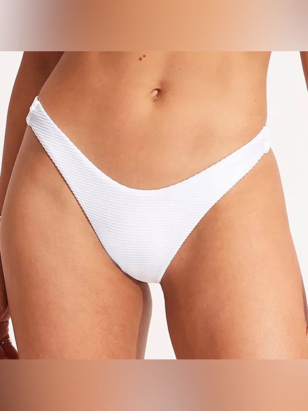 NEW SeaFolly Australia High Cut Bikini Bottoms Size US 6 White NWT
